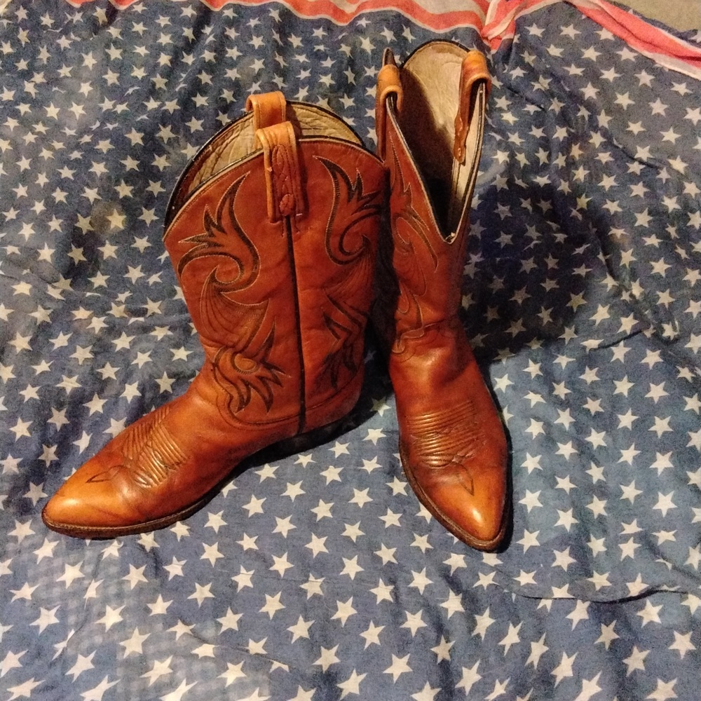 Dan Post Men’s Vintage(1988)Cherry Brown Leather Western Cowboy Boots Size 10 - Picture 3 of 8
